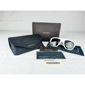 Dolce & Gabbana DG4398-F Oversized Square White Sunglasses Full Set NWT